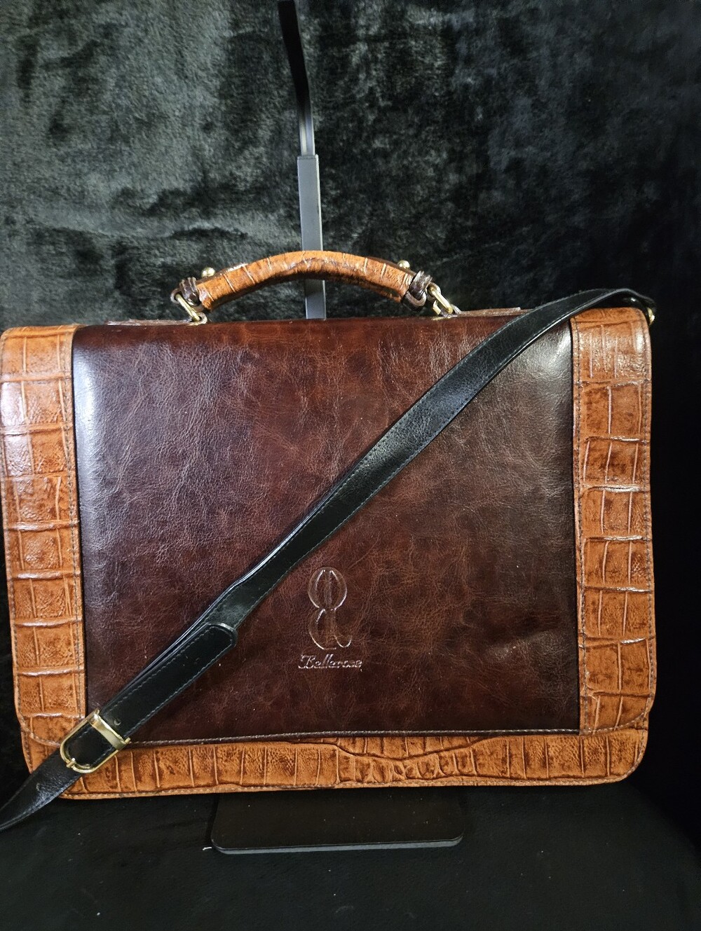 Vintage Bellerose Leather Briefcase Style Organizer Crossbody Bag